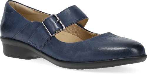 NAVY BURNISHED NUBUCK COLLETTE WIDE