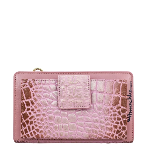 CROCO BLUSH GOLD ORGANIZER WALLET - Perspective 2