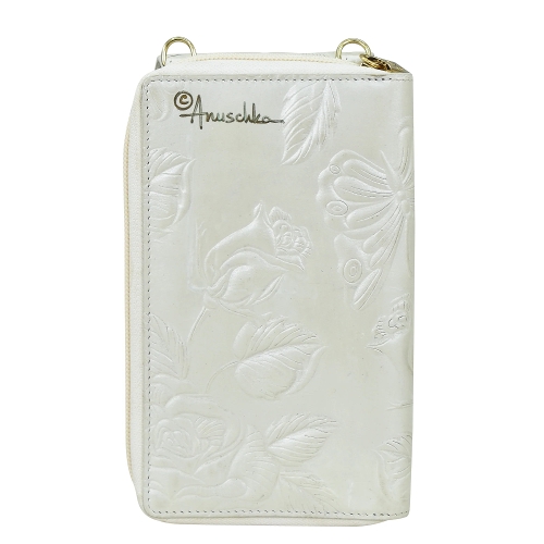 TOOLED ROSE PEARL WHITE CROSSBODY PHONE CASE - Perspective 2
