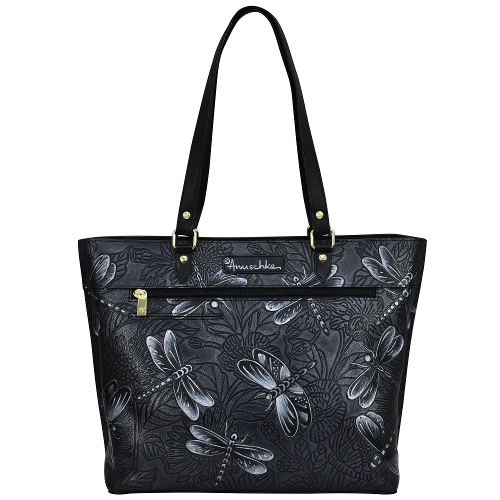 TOOLED DRAGONFLY MEADOW PEWTER LARGE ZIP TOTE - Perspective 2