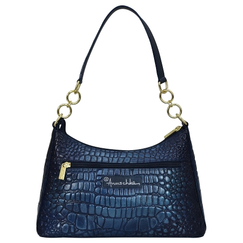 CROC SAPHIRE EMBOSSED CHAIN STRAP HOBO - Perspective 2