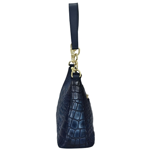 CROC SAPHIRE EMBOSSED CHAIN STRAP HOBO - Perspective 4