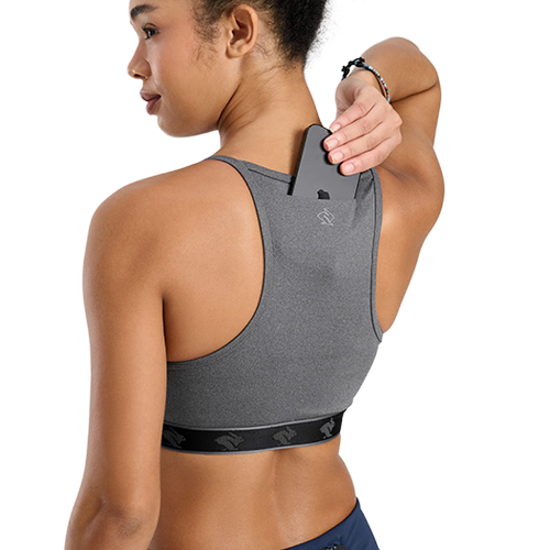 CHARCOAL STRAPPY POCKET BRA - Perspective 2